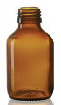 60 ml syrup bottle, amber, type 3 moulded glass